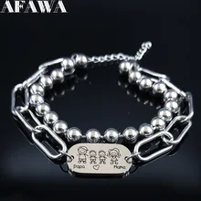 Семья папа мама и душ Hijos браслет из нержавеющей стали для женщин Серебряный цвет двойной слой цепи браслет ювелирные изделия joyas B18562