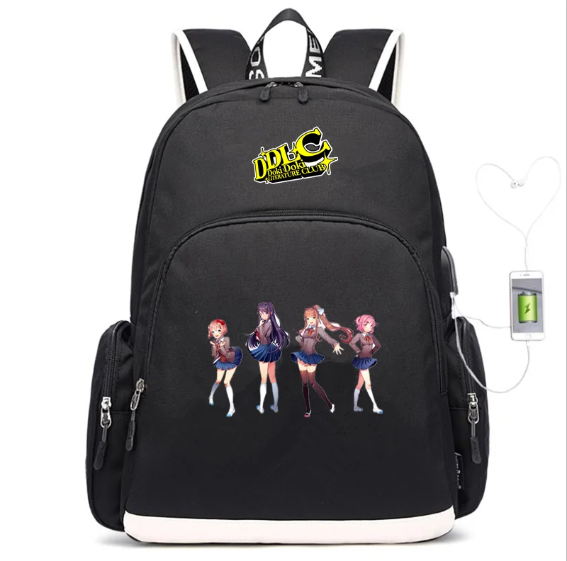 4 DDLC школьная сумка из холщовой ткани, детский рюкзак, USB зарядка, сумка через плечо, сумка для ноутбука, дорожная сумка, рюкзак - Цвет: 4