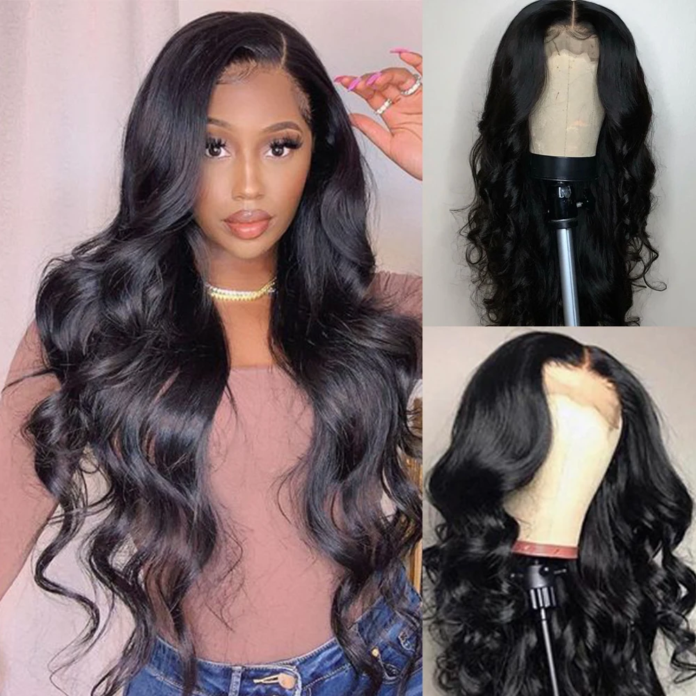 

Full Lace Wig Human Hair 150% Black Brazilian Human Virgin Hair Body Wave Lace Wigs For Women Pre plucked Natural Hairline