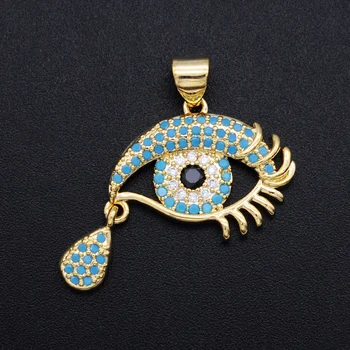 

5pcs/lot 25x21mm 100% CZ Zircon DIY Jewelry Evil Eye Tear Charm Pendant Wholesale Bracelet Making Charm Top Quality