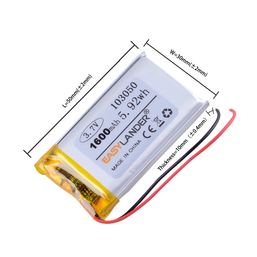 li po de polímero de litio 3,7, 1600 V, 103050 mAh, para Mp3, MP4, GPS, DVD, PAD de videojuegos para móviles, libros electrónicos|Baterías recargables| - AliExpress