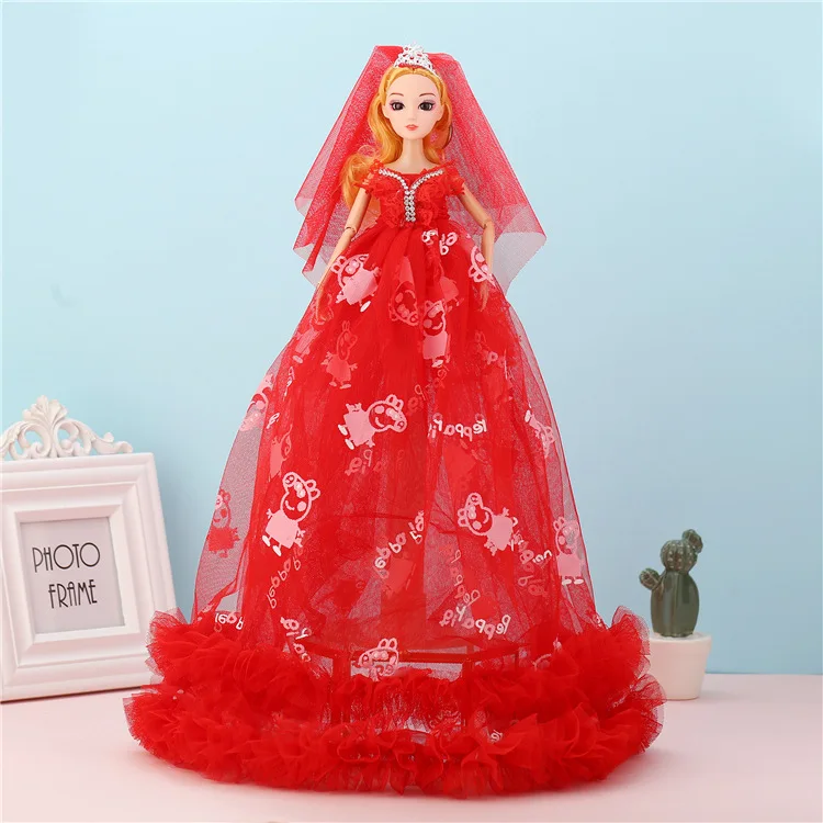 

50 Cm Cartoon Pig Double Layer Wedding Dress Barbie Ddung Children's Day Gift