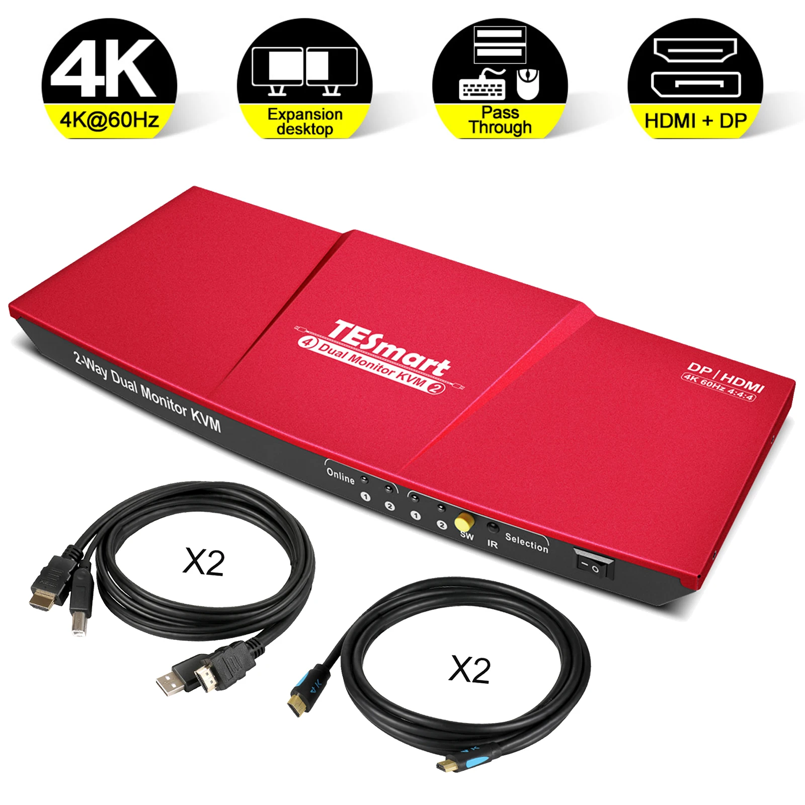 Dual Monitor Kvm Switch 4k@60hz 