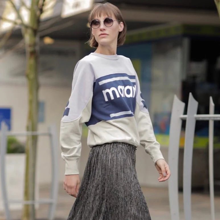 

2020 Spring Women Fashion Letter Printed Loose Color Block Round Neck Pullover Women's Sweatshirt I1 L1