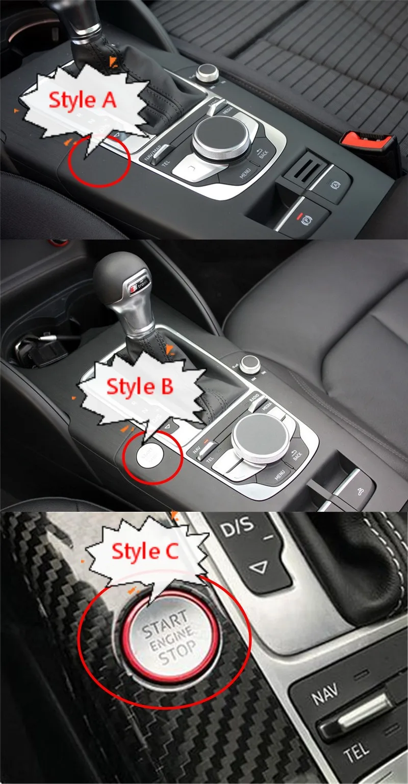 Для Audi A3 S3 RS3- карбоновое волокно 3 шт. молдинги для салона автомобиля консоль переключения передач Панель и накладка боковой полосы