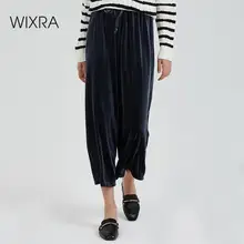 Wixra, женские бархатные Широкие штаны, женские осенние, зимние, свободные, длина по щиколотку, на шнуровке, высокая талия, брюки, повседневные