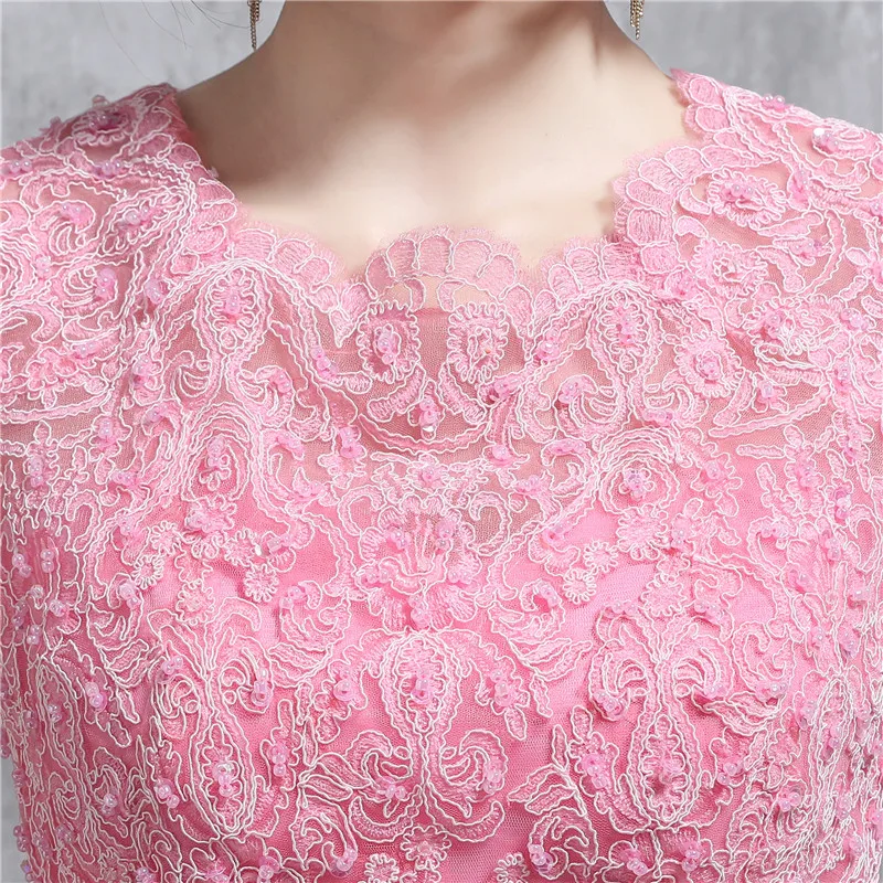 Розовое платье подружки невесты Новое свадебное платье Robe de Soiree Свадебные платья с аппликацией из бисера