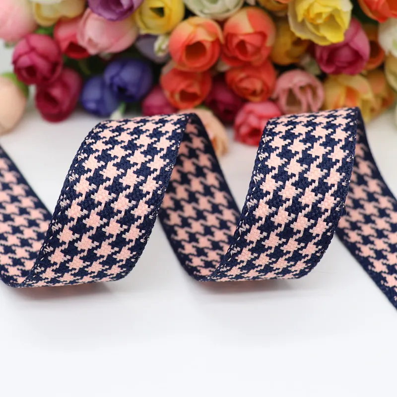 Cotton Linen Lattice Printed Grosgrain Ribbons 5 yards 1" 25MM/1.5" 38MM For Hair Bows DIY Handmade Materials Y81103 ribbon decoration ribbon supplies grosgrain ribbon cotton ribbon sewing ribbon