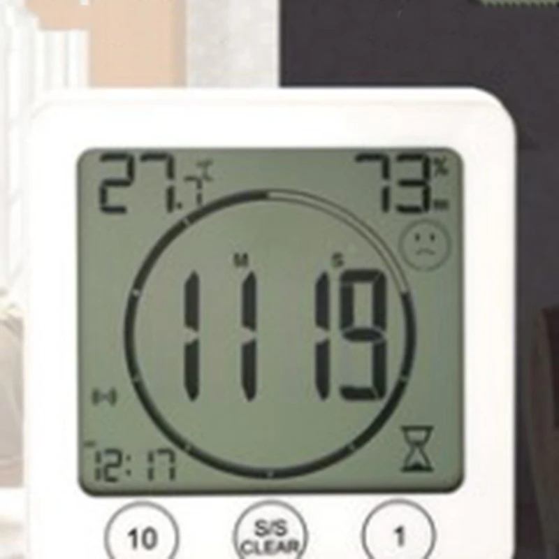 ЖК настенные часы для ванной с температурным и влажным обратным отсчетом