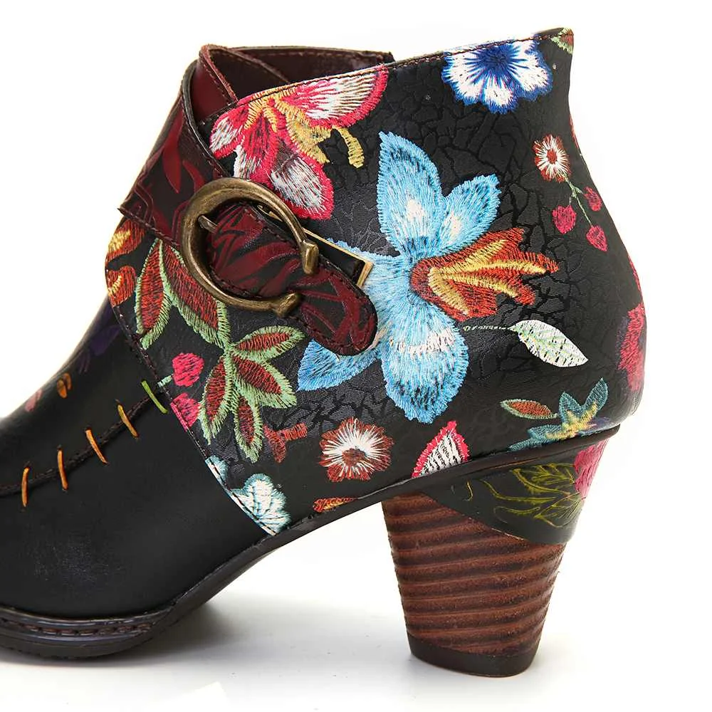 SOCOFY/красочные сапоги с вышитыми цветами; Элегантные ботильоны из натуральной кожи; элегантная женская обувь; Botines Mujer;