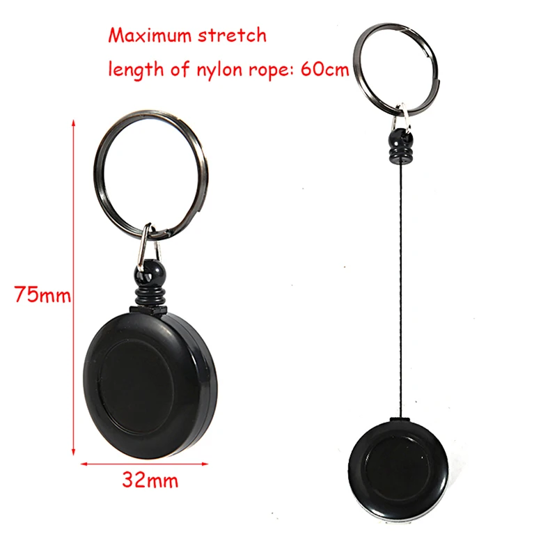 Key Chain Retractable Extendable Metal Wire 60cm Clip Pull Anti Lost ID Card Holder