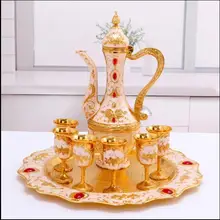 Высокое качество Европейский бронзовый цвет металла винный набор Графин бармен набор самогон дистиллятор с подарочной коробке JJ096