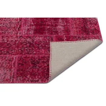 

Handmade Red Vintage Overdyed Patchwork Area Rug 081x152 Cm-2'8''X4'12''