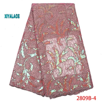 

African Lace Fabric Nigerian 2019 Luxury High Quality French Lace Sequins Lace Fabric Fabric For Wedding YA2809B-4