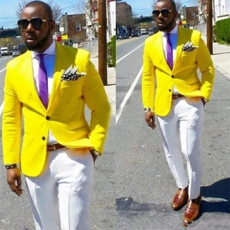 38fashion yellow groom tuxedos notch lapel men party groomsmen suits mens business suits (jacket+pants_副本