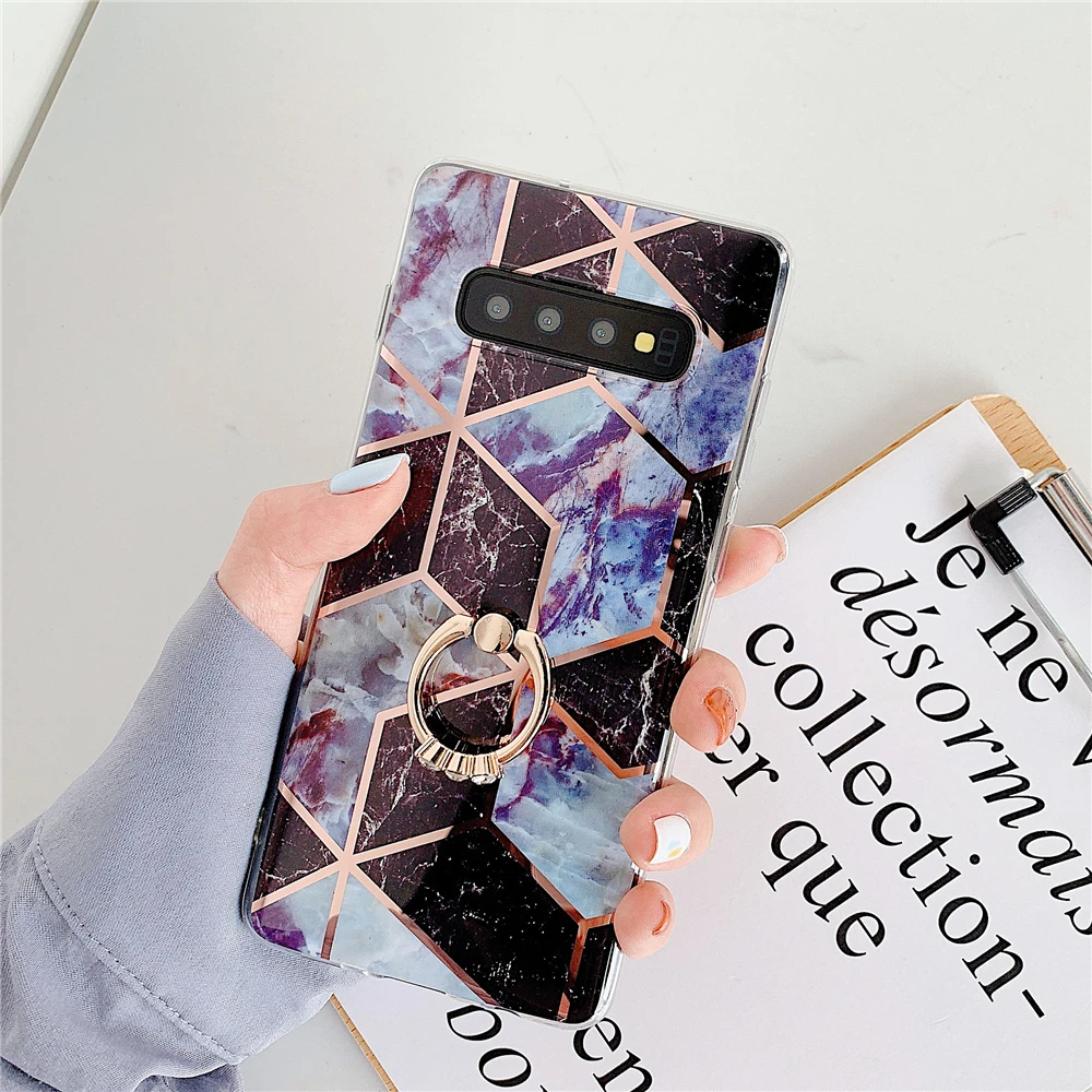 Модный мраморный Чехол-кольцо с бриллиантами для samsung A50 A10 A20 A30 M10 A70, Мягкий ТПУ силиконовый геометрический чехол