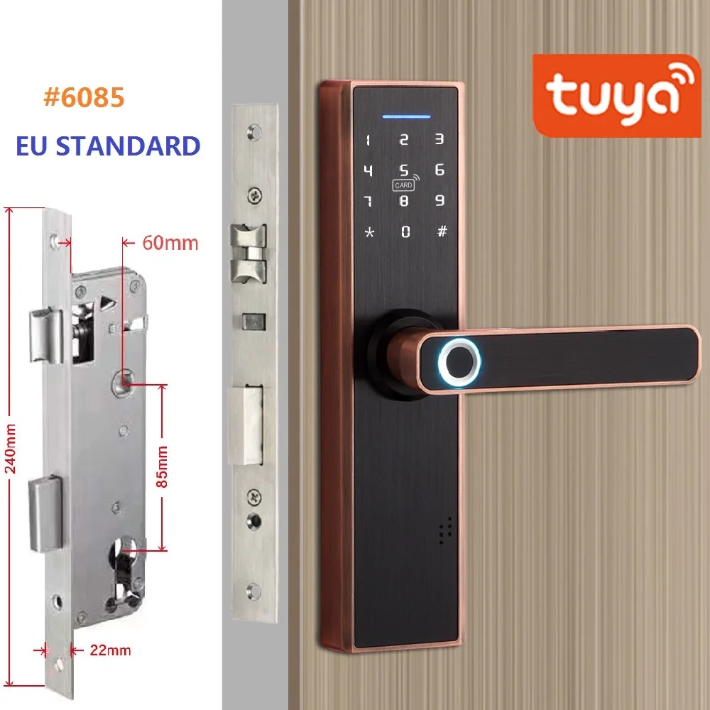 Wifi приложение smart keyless Замок двери отпечатков пальцев, электронная карта паролей и ключ доступа для дома и отеля и квартиры и т. Д - Цвет: RB-6085(240x22mm)