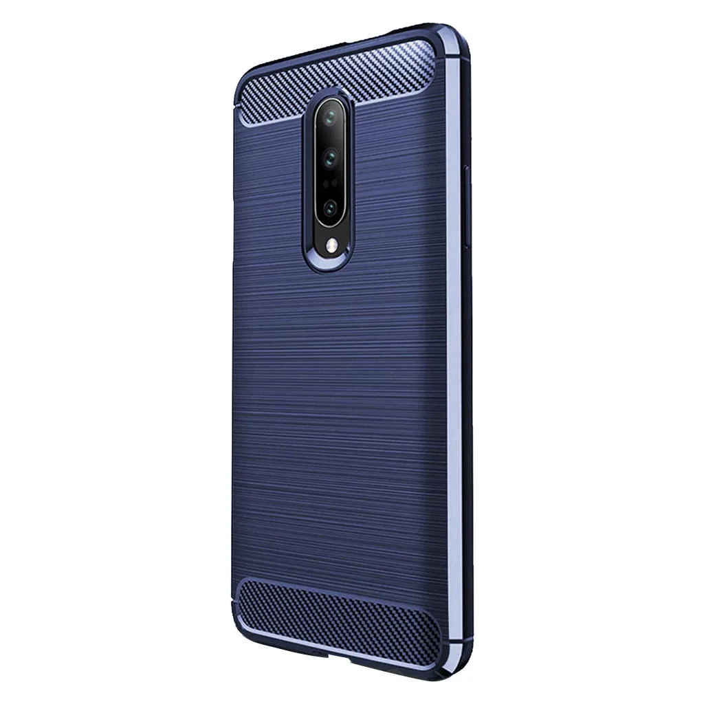 For Oneplus 7 Pro 6.7 inch Luxury Silicone Rubber Protective Hard Phone Case Dirt-resistant Slim Cover Carbon fibre Hard Case