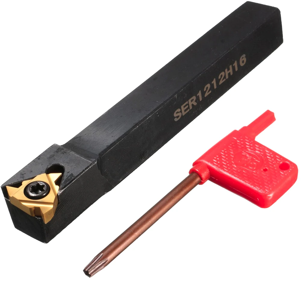 

Lathe Turning Tool Kit SER1212H16 External Lathe Turning Tool Holder + 16ER Cutting Insert + T15 Wrench Set
