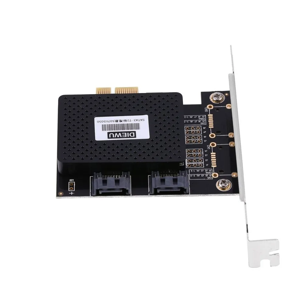 DIEWU PCIe 1X до 2 SATA 3 плата расширения с ASM1061 адаптер чипа конвертер