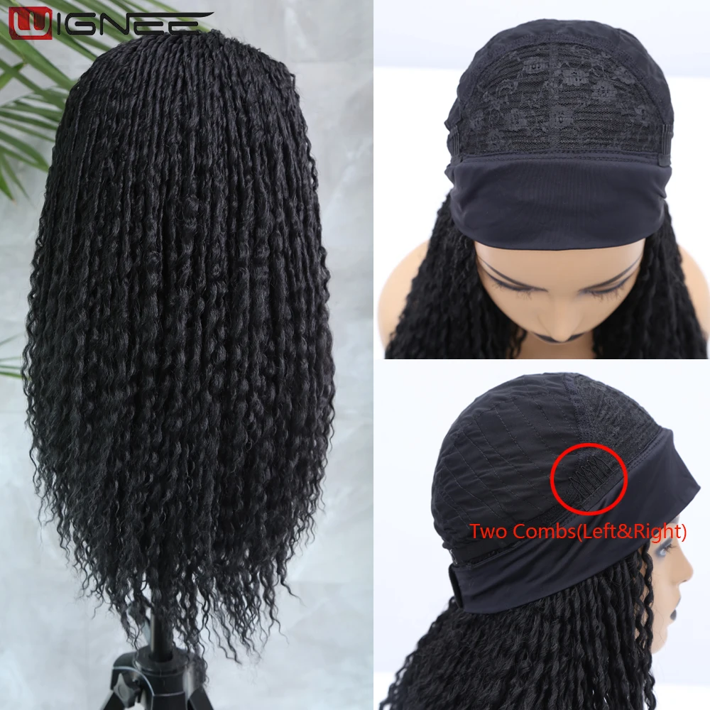 Synthetic Hair Wigs Wignee Dreadlocks Braided Wigs Curly Headband Wig Synthetic Cheap Long Wigs for Black Women Twist Hair Natural Black/Ombre Wig