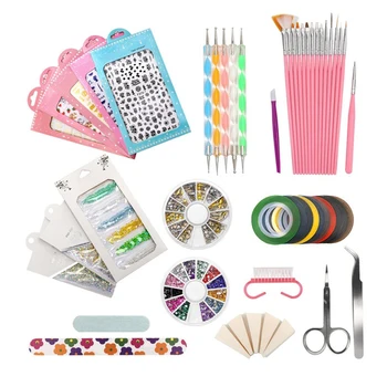 

Nail Art Tools Decoration Manicure Pedicure Tool Set Kit Nail Stickers, Nail Beads Rhinestones Stone Gold Metal St