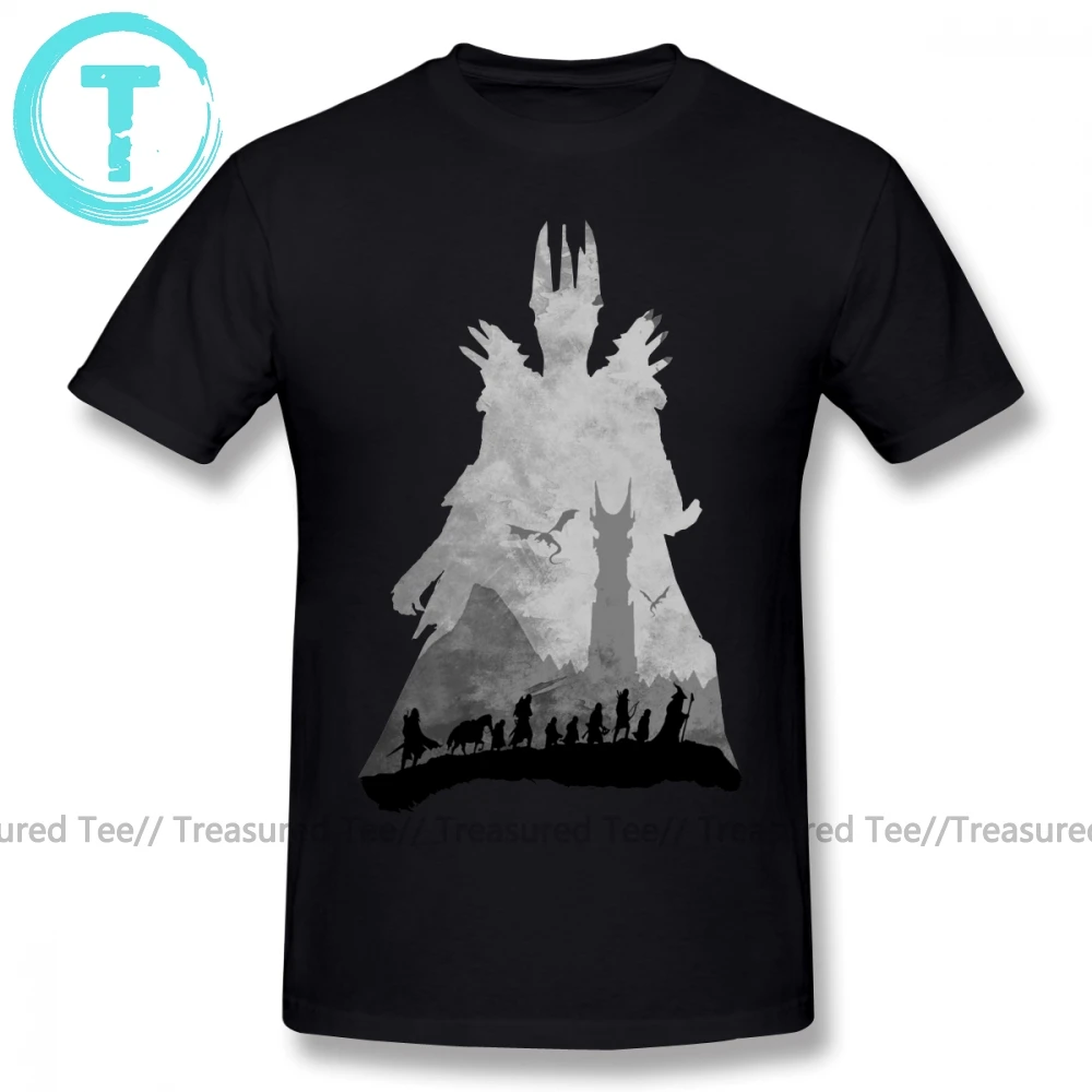 Футболка «Властелин Колец», футболка Саурона, футболка из 100 хлопка, уличная футболка, милая Мужская футболка с коротким рукавом и принтом, большая футболка