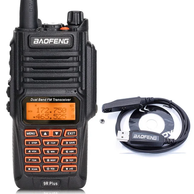 USB Baofeng UV-9R плюс влагонепроницаемые Walkie Talkie 8 Вт двухстороннее радио Двухдиапазонный портативный 10 км дальний UV9R CB Ham портативное радио - Цвет: USB