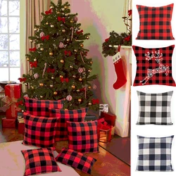 Red Grid Christmas Pillows Case Black Plaid Polyester Cotton Pillow Cushion Cases Xmas Decorative Sofa Couch Throw Pillows Case