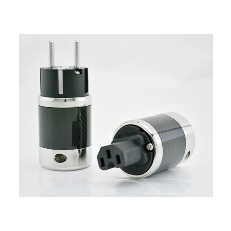 

Pair Audiocrast CFT Carbon Fiber Rhodium Plated AC Power cable IEC female connector Hifi 2 pins EU EUR schuko power Plug socket