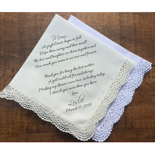 Egyéni Esküvői Zsebkendő, A Menyasszonyi Ajándék Anyja Lánytól, Kedvezmények, Vőlegény Ajándéka Nyomtatva