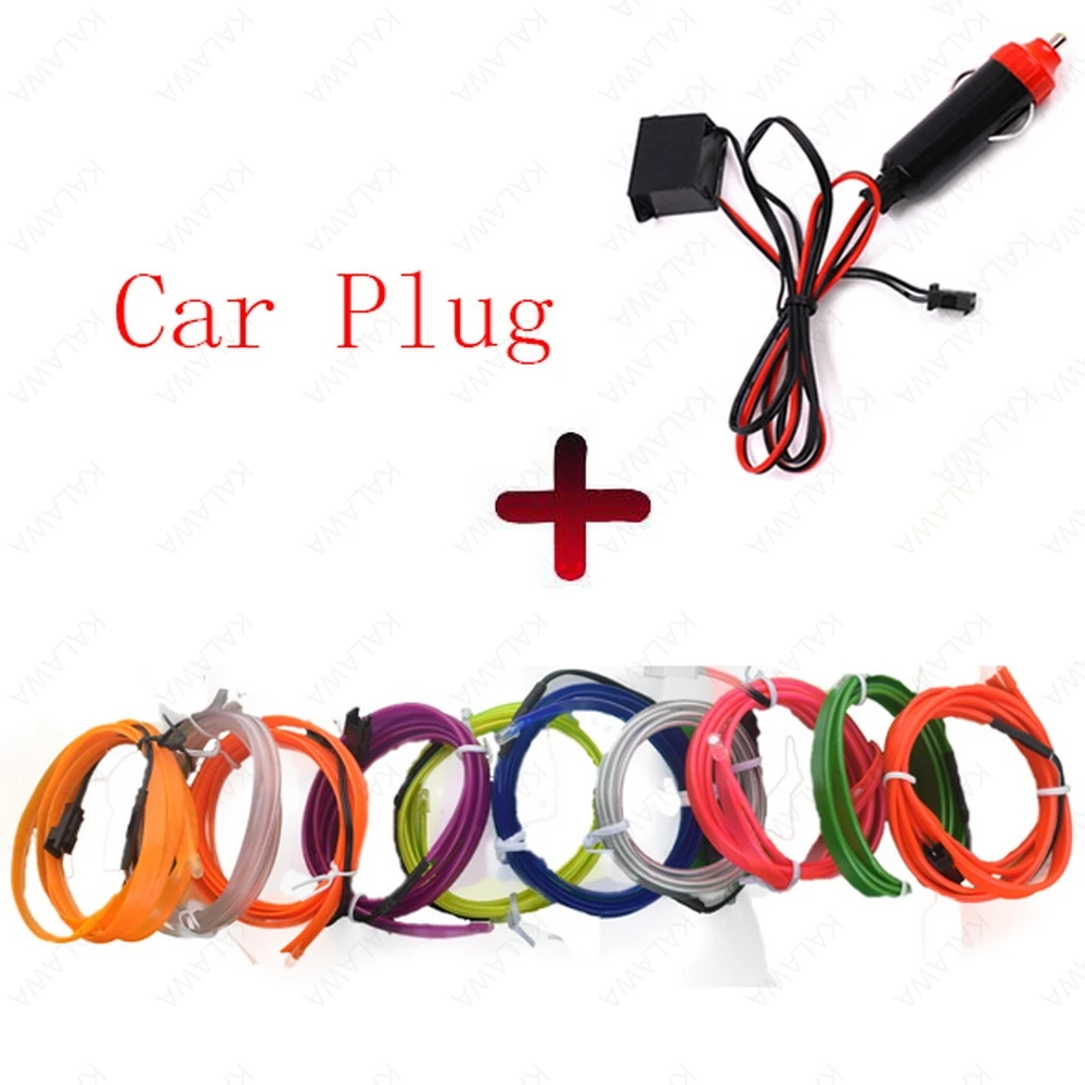 

Car Automobile Flexible Neon Led EL Wire Light Ciggerete Plug Tape Cable Strip LED Waterproof Sewing Edge Car Styling Tube 12V