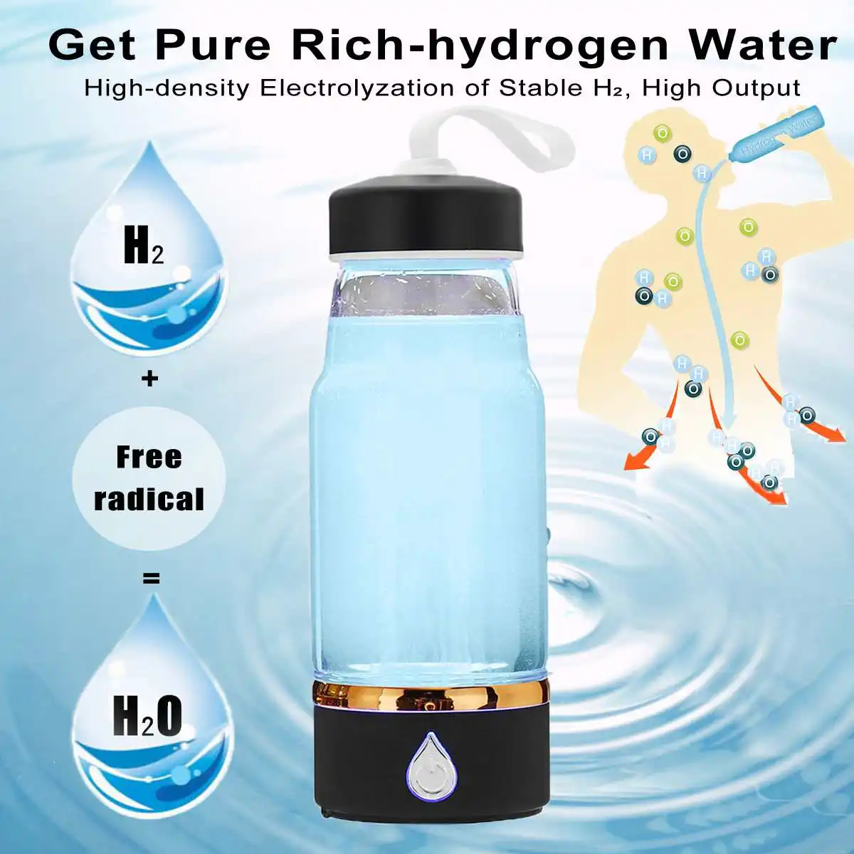 

Portable Hydrogen-Generator Water Filter Ionizer Hydrogen-Rich Water Cup Maker USB Charging Antioxidant Hydrogen-Bottle Newest