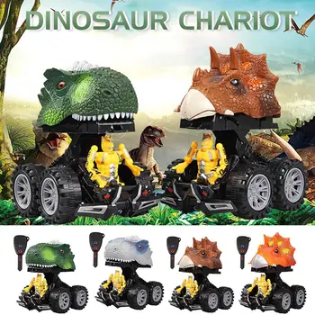 

Kids Collectible Cute Animal Model Deformed Dinosaur Chariot Vehicle Toy Truck Car Boy Toys for Children(Key Version)