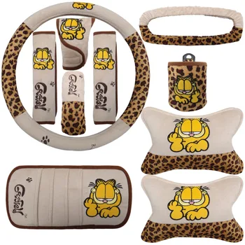 

Car headrest plush car accessories steering wheel cover hand brake set gear set Cartoon cute