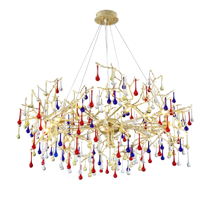 American copper chandelier duplex building large chandelier living room lamp crystal lamp luxury hotel restaurant sales
