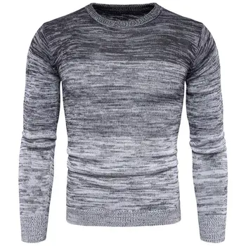 

Autumn Winter Men Gradient Long Sleeve Round Neck Sweater Casual Knitted Top Mens Sweaters Pullovers Pullover Men Pull Homme