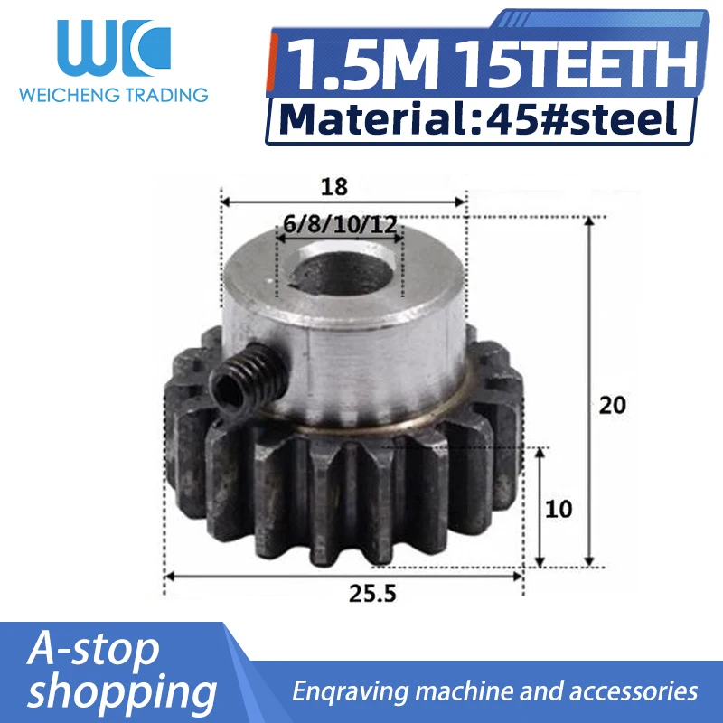 Transmission Gear 1pcs Spur Gear Pinion 1.5M Mod 1.5 15 Teeth 1.5M15T Inner Diameter 6/8/10/12mm Major Wheel Cnc Gears Rack Transmission RC