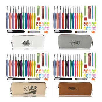 

35 Pcs Set Crochet Hook Set With Yarn Knitting Needles Sewing Tools Set Knit Scissors Stitch Holder Hook For Knitting Fashion