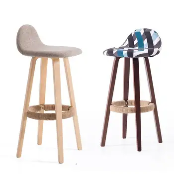 

Bar Chair Backrest Wrought Iron Bar Chair Home Bar Stool Modern Minimalist Bar Stool Solid Wood Nordic High Stool