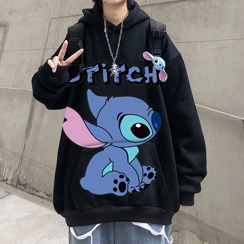 Sudadera para pareja de Stitch de Disney, ropa con estampado antes y después, Kawaii, Tops informales, Sudadera con capucha estampada, manga larga|Sudaderas con capucha y sudaderas| - AliExpress
