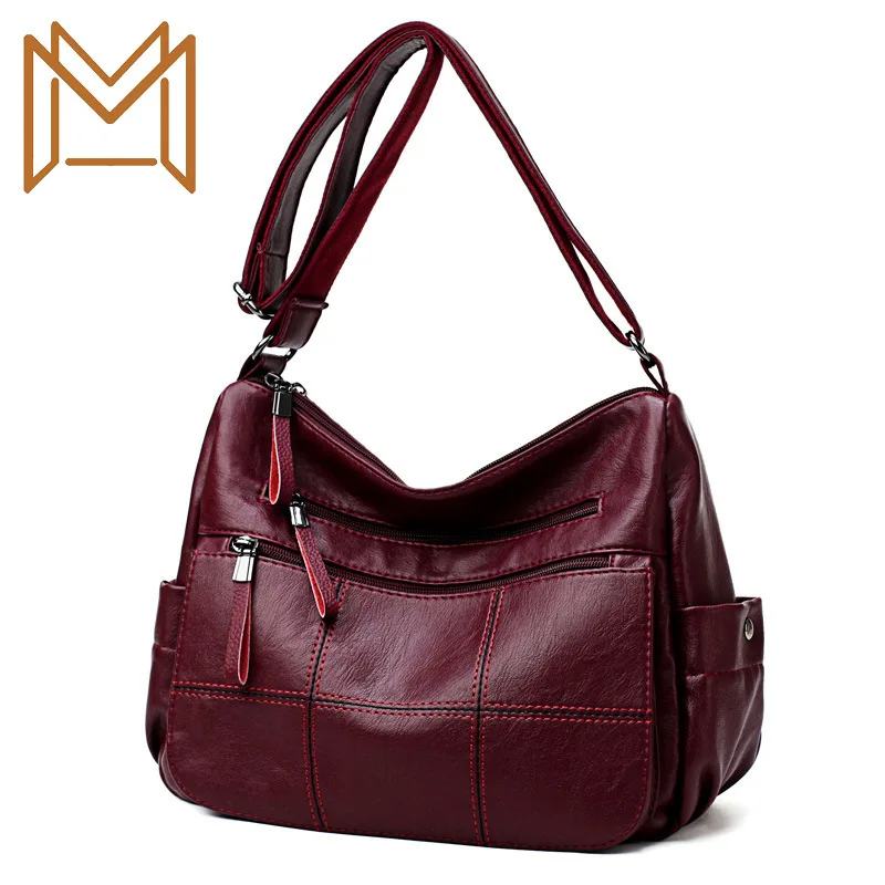 

2019 Genuine Leather Woman Package Tide Middle Mommy Package Cowhide Single Shoulder Span Package
