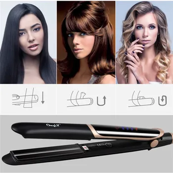 オンライン Ckeyin 2で1カーリングアイアンヘアーウェイバーコーン電気ヘアカーラー杖セラミックカーリングワンドled髪フラット鉄コルゲーション鉄