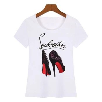 

White t shirt Women Casual Loose High Heel T-shirts fashion harajuku shirts Women Clothes 2020 Short Sleeve Tops Tee shirt Femme