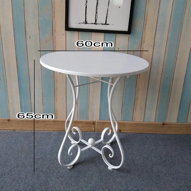 Европейский кованый маленький столик, диван, круглый журнальный столик для гостиной, небольшой прикроватный столик, балкон, Ins, деревянный чайный столик - Цвет: Extra large white