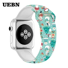 UEBN, Рождественский силиконовый спортивный ремешок для apple watch 38, 42, 40, 44 мм, сменный ремешок с принтом для iwatch 5, 4, Ремешки для наручных часов, подарок