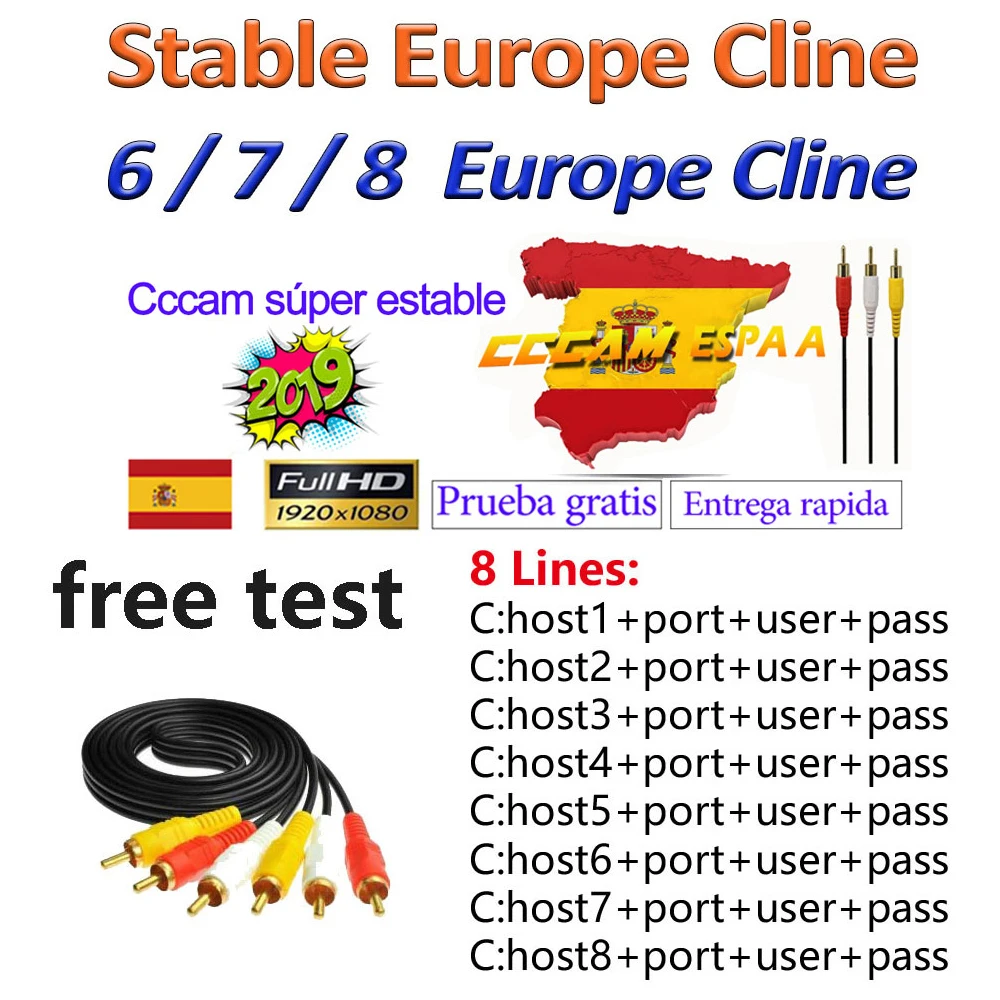 

Europe 4 6 Lines Cccam 4 6 Europe Full HD 1 Year Cccams for Europe Use for Satellite TV Receiver DVB-S2 hd