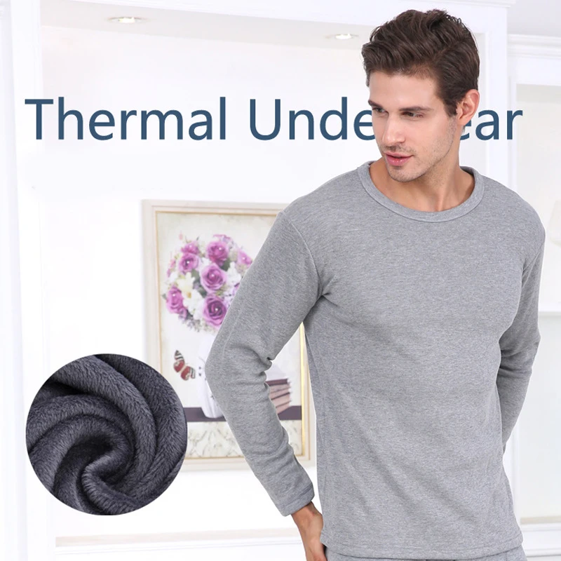 2 New Thermal Underwear Mens Long Johns Men Autumn Winter Shirt+pants Sets warm Thick Plus Velvet SizeL-2XL - Цвет: 2
