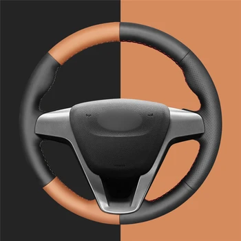 

Black and Brown Splicing Design PU Artificial Leather Car Steering Wheel Cover for Lada Vesta Xray 2015 2016 2017 2018 2019