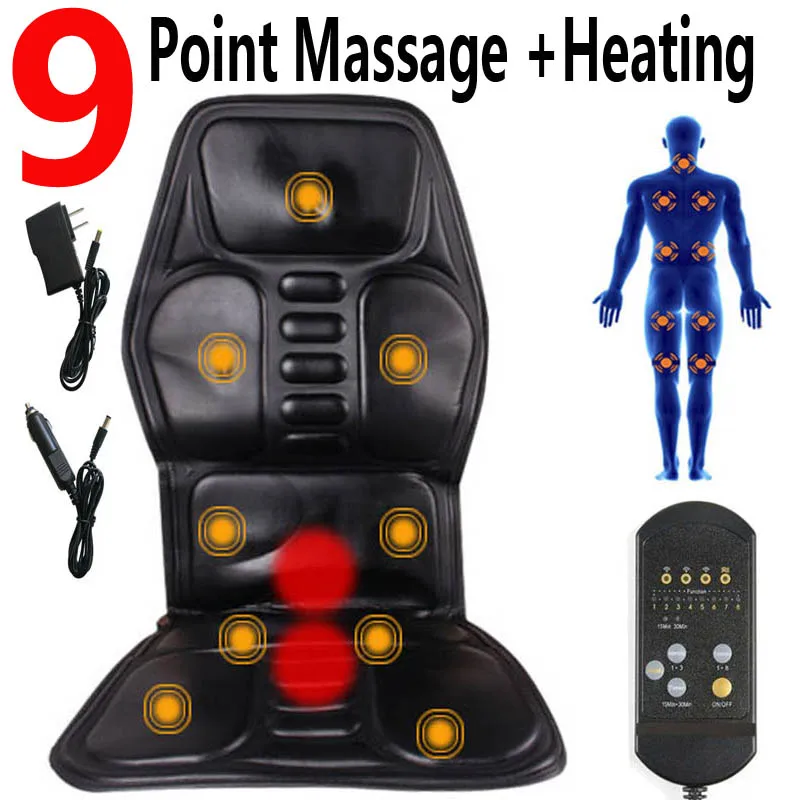 Home Office Massage Chair Cussion Machine Electric Heating Vibrating Neck massager Back Car mat Pain Relief reliever pads